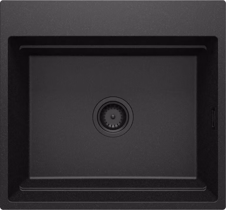Lavello magnetico in granito, 1 vasca, grafite opaco, 560x520 mm, da incasso/superficie, resistente, ideale per piccole cucine