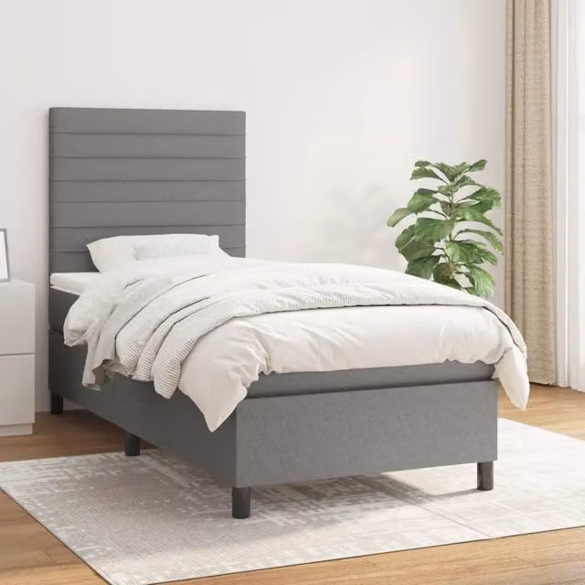 Letto Ibrido con Giroletto a Molle e Materasso vidaXL Grigio e Bianco L/P/H: 203 x 90 x 128 cm