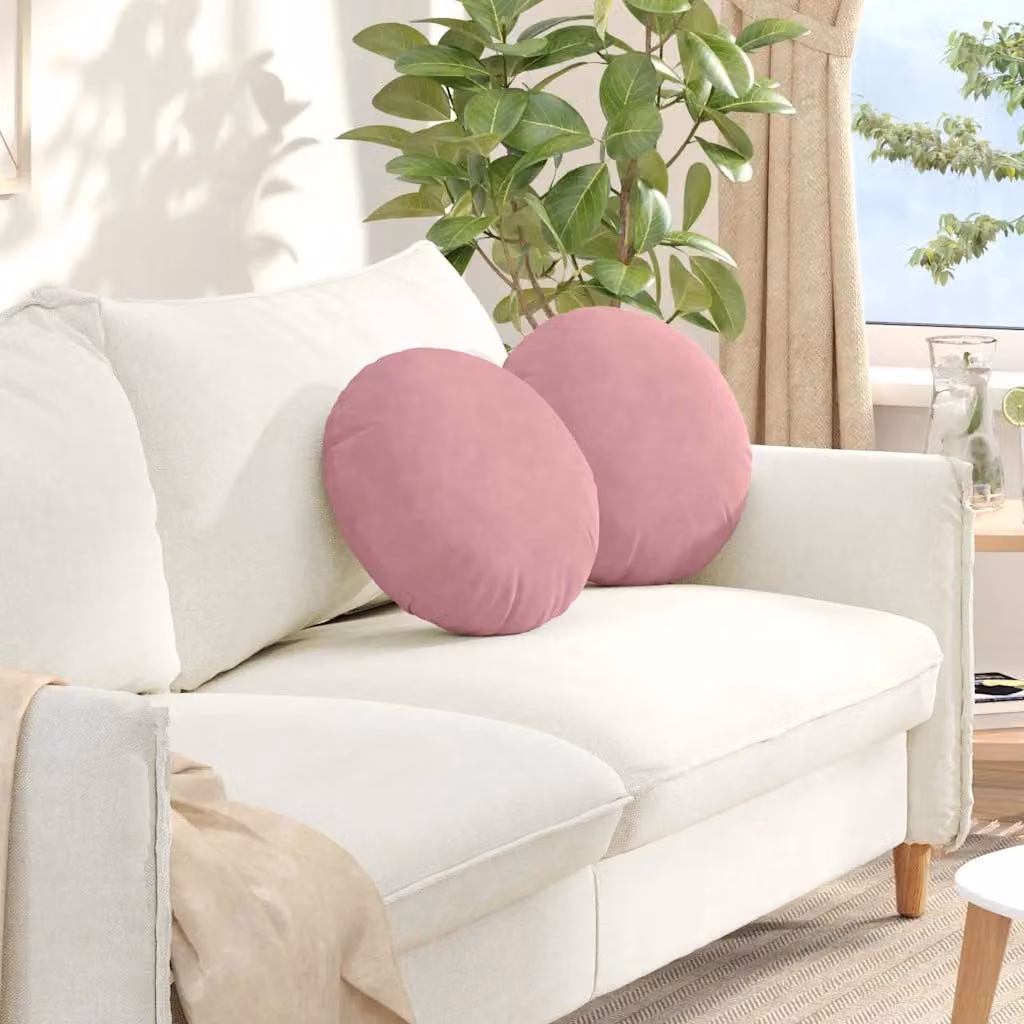 Set di 2 cuscini per seduta rotondi vidaXL in velluto rosa, Ø 40 x H 13 cm