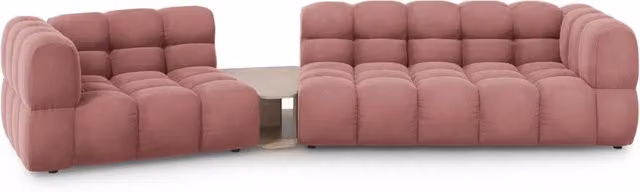 Divano modulare sinistro Sky di Cosmopolitan Design in velluto rosa, 3 posti, L 353 cm x P 126 cm x H 75 cm