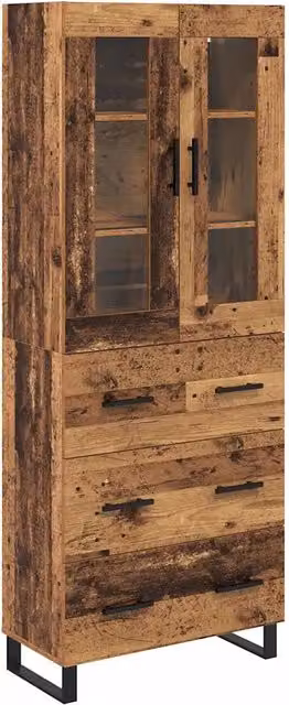 Credenza con cassetto 2 pz | Madia | Buffet da pranzo | Armadio da pranzo Legno vecchio Legno multistrato