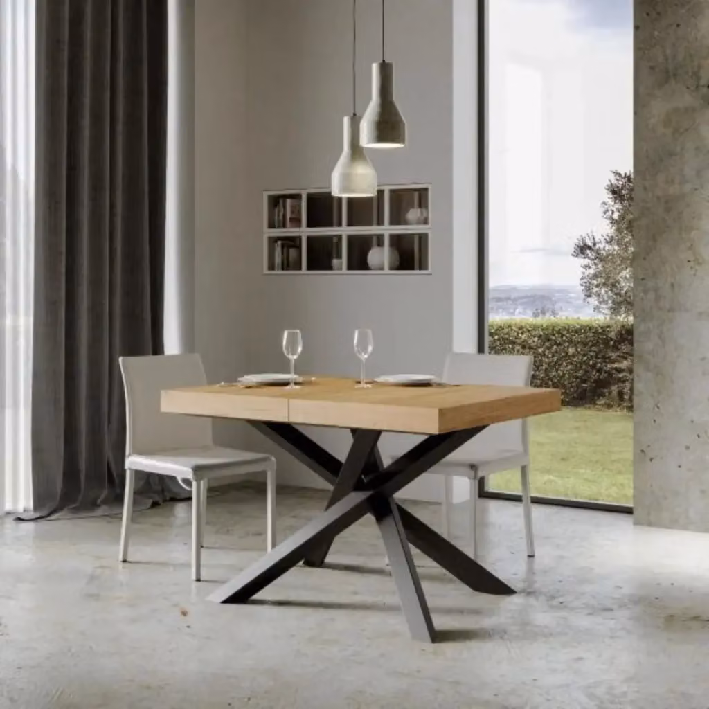 Tavolo allungabile Volantis Premium di Ityhome, colore quercia natura con gambe antracite, L: 130-234 cm, P: 90 cm, H: 77 cm – 2