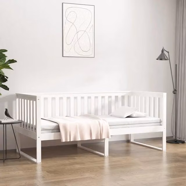 Dormeuse senza Materasso Bianca 90x200 cm Legno Massello Pino 820872
