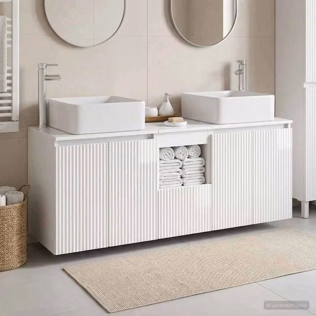 Set di Armadi da Bagno 3 pz Bianco Lucido 49,5 x 41 x 63 cm 3405641