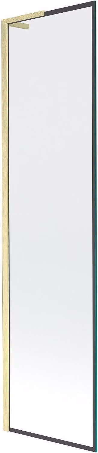 Mexen Next L paravento vasca da bagno a 1 anta 50 x 150 cm, cornice nera, dorato spazzolato - 895-050-000-03-70-55