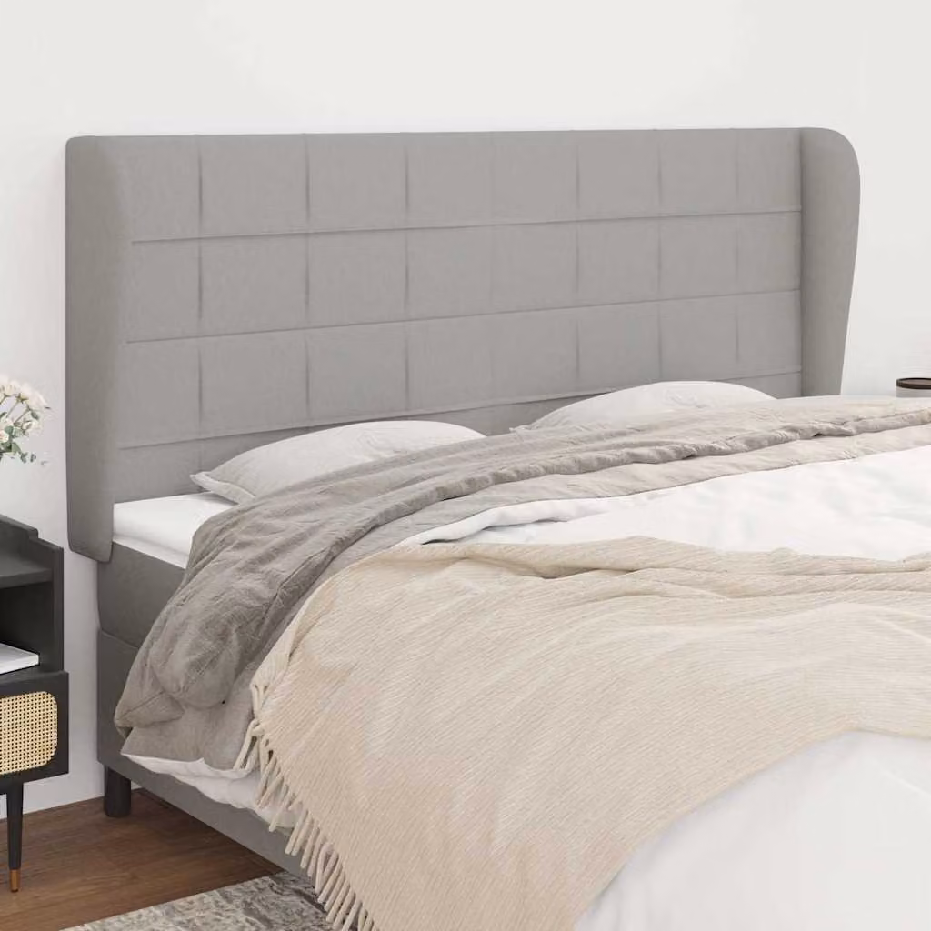 Testiera ad Orecchio vidaXL in Tessuto Grigio con Struttura in Legno L/P/H: 203 x 23 x 118 cm