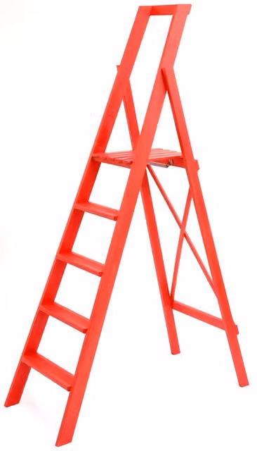 Scala Pieghevole in Legno GIORDANOSHOP a 5 Gradini Rossa H: 100 cm – 1