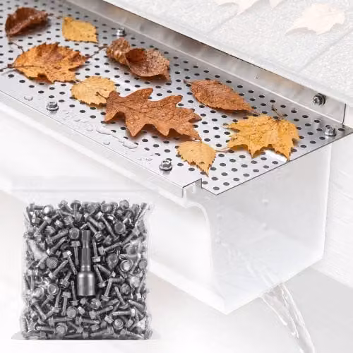 Set di 26 pezzi di protezione per grondaia VEVOR in alluminio color argento con filtro per foglie, Larghezza: 12,7 cm, Lunghezza totale: 31,7 m