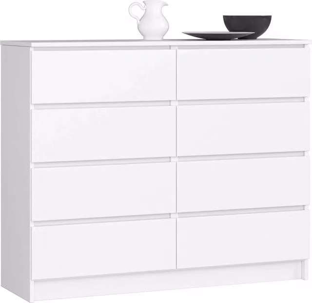 Cassettiera AKORD K120 Bianca 120 cm 8 cassetti 120x40x99 cm