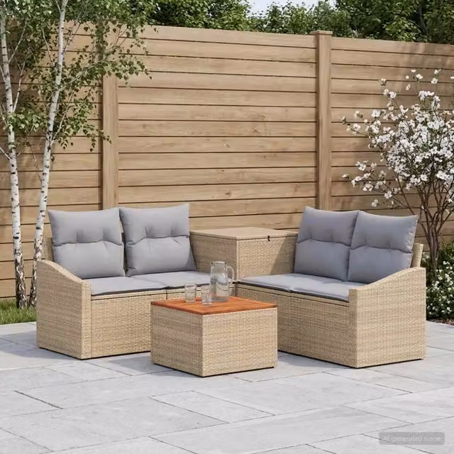 Set di divani 6 pz Beige e Grigio Chiaro 55 x 55 x 37 cm 3447311
