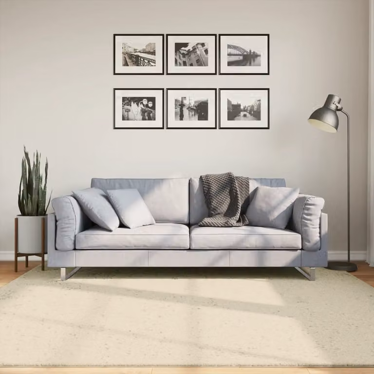 vidaXL Tappeto a Pelo Corto HUARTE Beige, Lavabile e Antiscivolo, 200 x 200 cm