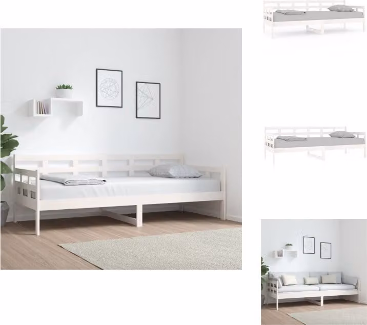 vidaXL Letto da giorno in pino massiccio bianco 80x200 cm - Letti e reti