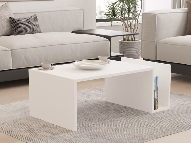 Skye Decor, Memo - White, tavolino da caffè, bianco, 100 % MELAMIN COATED SLIPBOARD, 86,8 x 50 x 32,4 cm