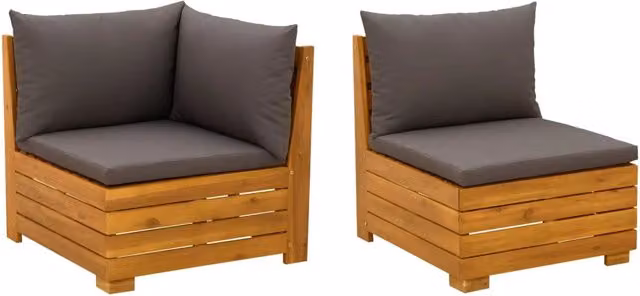 Set Lounge da Giardino | Set Salotto da Giardino 2 Pezzo Marrone Legno di Acacia Massello