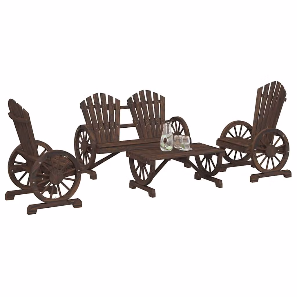 Set Salotto da Giardino vidaXL 4 pz in Legno Massello di Abete Marrone Rustico