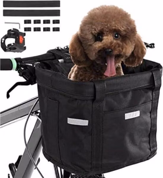 Cestino da bicicletta per cani - Design sicuro e confortevole per piccoli animali domestici - Cestino anteriore per cani - Resistente e facile da fissare