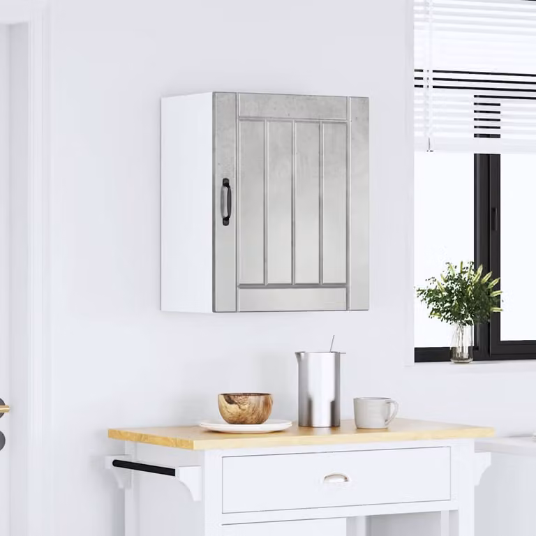 Pensile da cucina moderno vidaXL Lucca Grigio con ante in vetro e struttura in legno e MDF, L: 60 cm, H: 50 cm, P: 31 cm