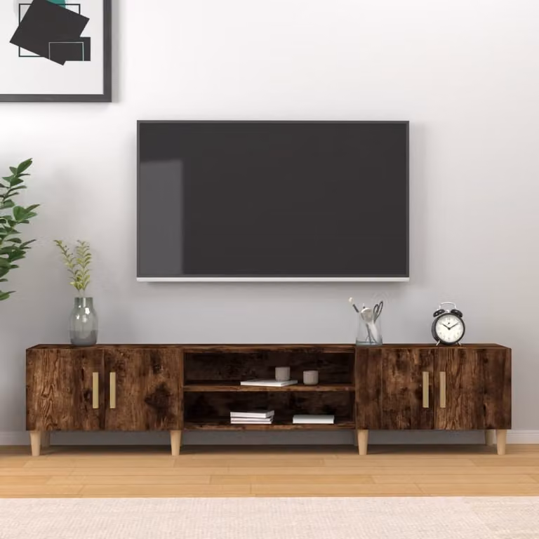 Mobile TV vidaXL in legno Rovere Fumo marrone, L: 180 cm, P: 31,5 cm, H: 40 cm