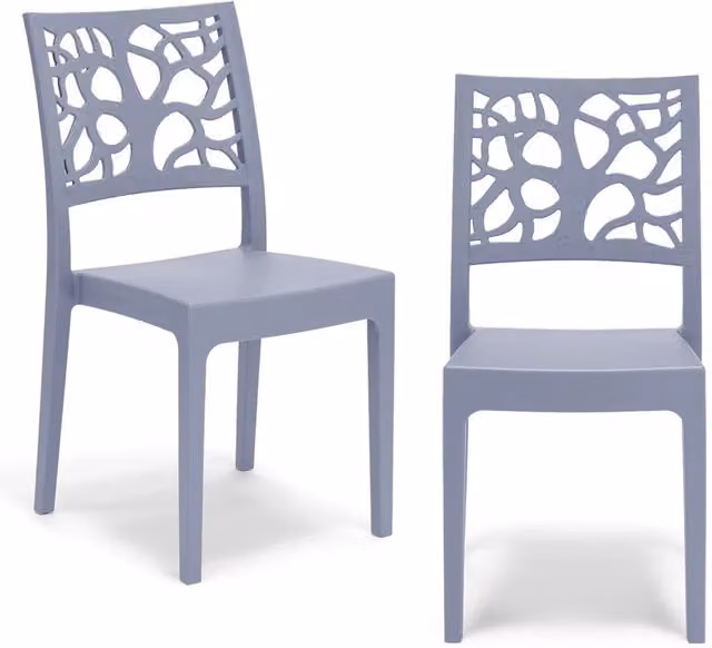 Set di 2 sedie in polipropilene Redokasa TETI impilabili design moderno per cucina, sala da pranzo o giardino, colore Avio