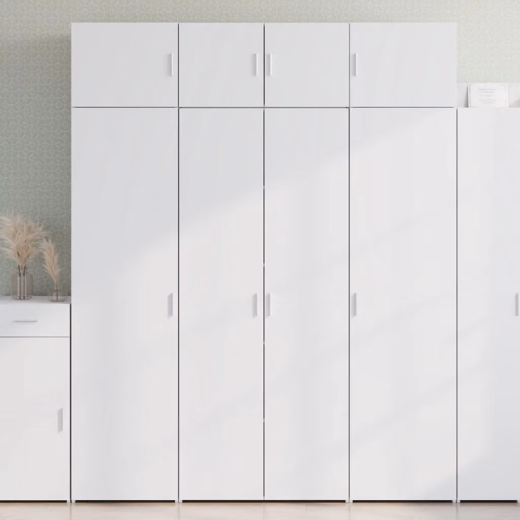 vidaXL Credenza Moderna Bianca in Legno MDF L: 80 cm, P: 42,5 cm, H: 185 cm