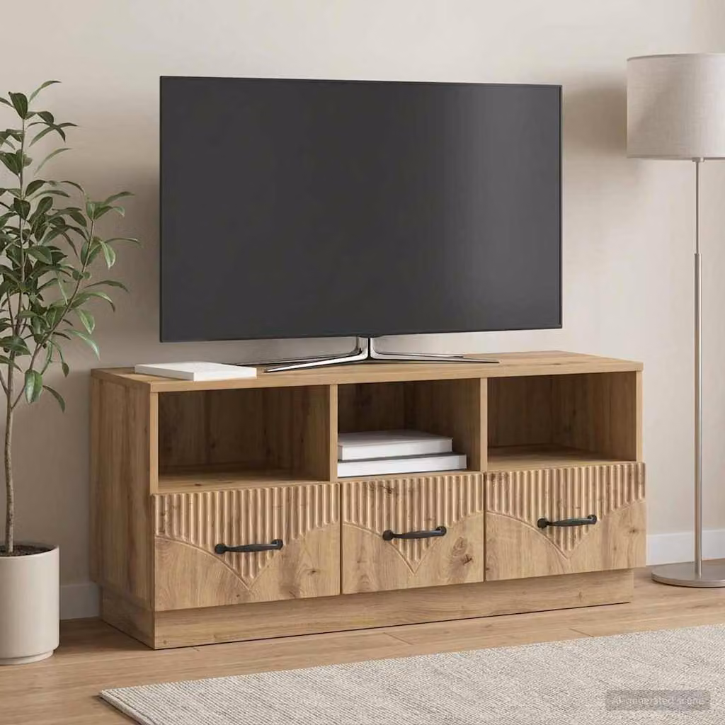Mobile TV vidaXL in Rovere Artigianale Marrone, L 102 x P 34,5 x H 47 cm