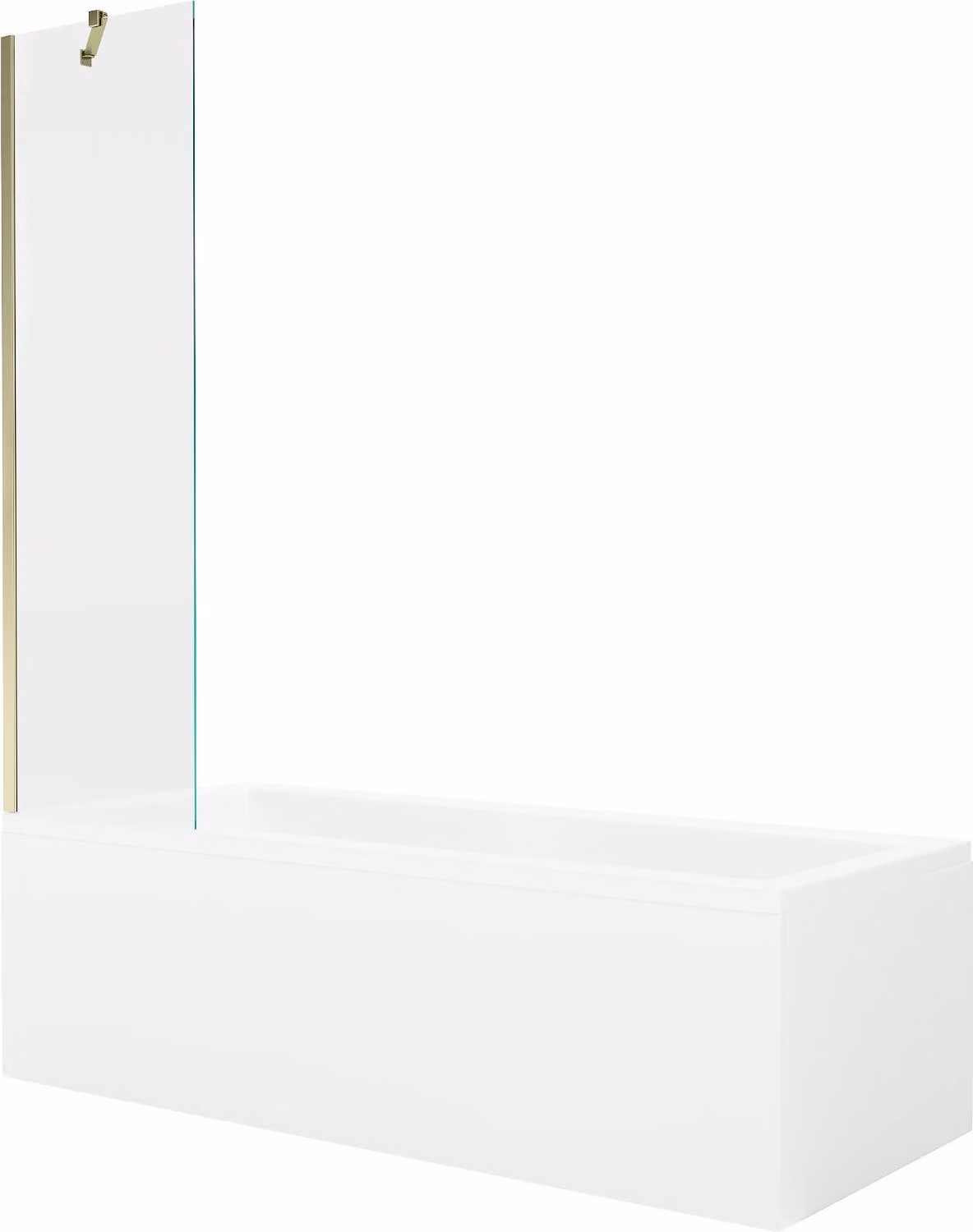 Mexen Cubik vasca rettangolare 150 x 70 cm con pannello e schermo a 1 anta da 50 cm, trasparente, oro - 550315070X9505000050