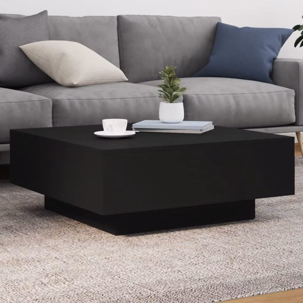 vidaXL Tavolino da Soggiorno Moderno con Luci LED Nero L 80 cm x P 80 cm x H 31 cm