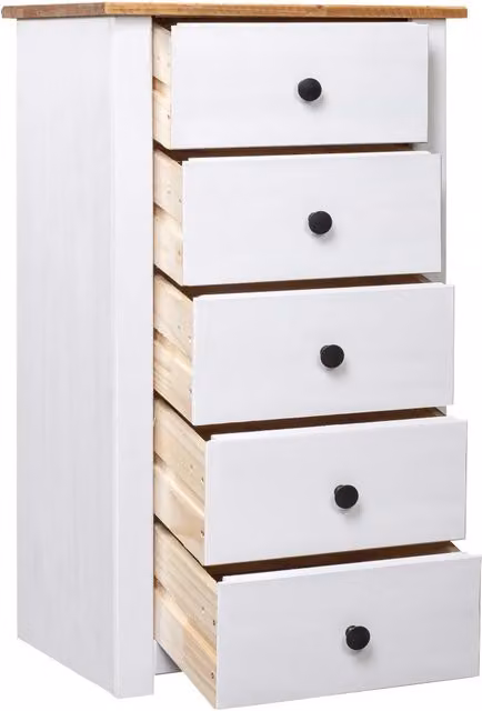 Credenza Buffet Armadio da Cucina Design Mania in Legno Massello di Pino Bianco L: 46 cm, P: 40 cm, H: 89 cm
