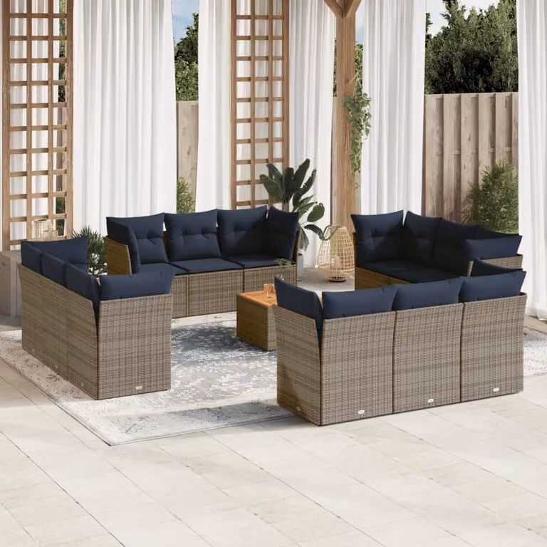 Maison Exclusive - Set Divani da Giardino 13 pz con Cuscini Grigio in Polyrattan