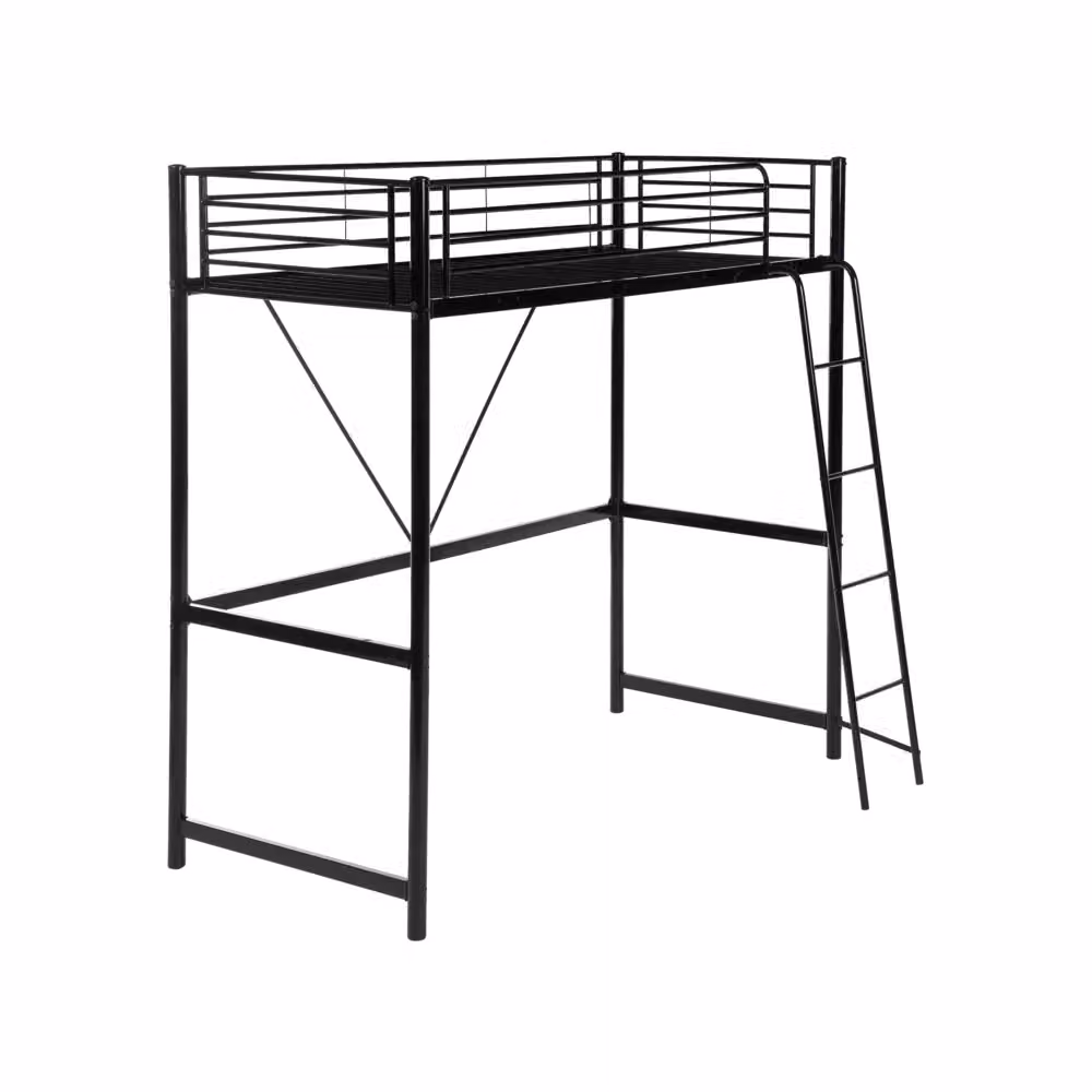 Letto a soppalco singolo BELIANI per bambini con scala e rete a doghe in acciaio nero dal design moderno H: 210 cm, L: 90 cm, P: 200 cm – 2