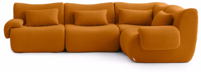 MILYSOFA SOFATIME Divano ad angolo modulare a 4 posti, raffinato tessuto a riccioli, color cannella