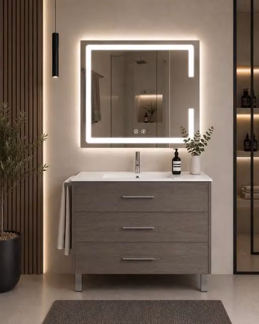 Mobile bagno con lavabo ORIGENBATH RIBERA senza specchio 70x45 cm rovere smoky