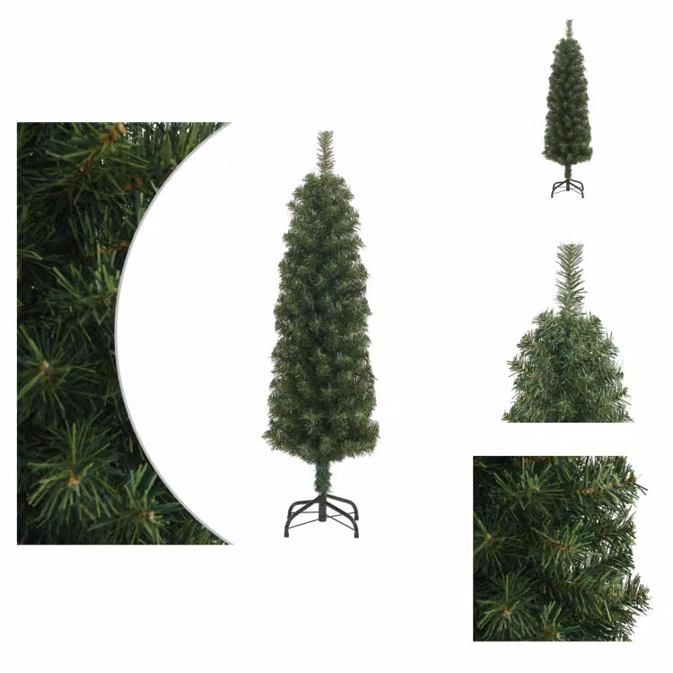 vidaXL Albero di Natale artificiale slim con supporto verde 150 cm PVC - Alberi di Natale