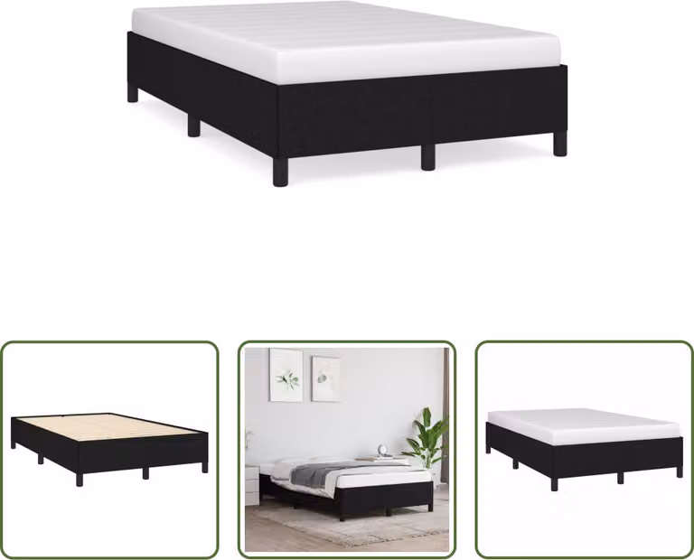 Struttura letto The Living Store in tessuto nero 120x190 cm