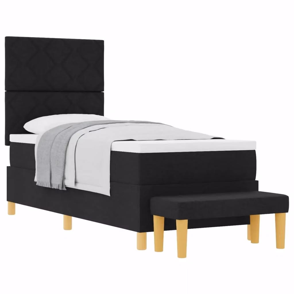 Letto a molle con materasso vidaXL Nero L: 200 cm, P: 80 cm, H: 128 cm in tessuto e legno – 2