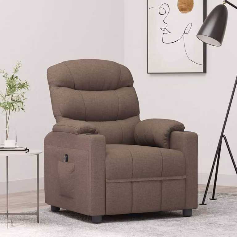 Maison Exclusive - Poltrona relax elettrica in tessuto color tortora