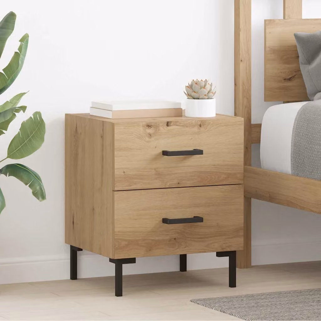 Set di 2 Armadi da Notte vidaXL in Stile Rustico Marrone L/P/H: 40 x 35 x 47,5 cm