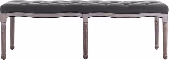 Panca-Sgabello in Lino e Legno Massello 150x40x48 cm Grigio Scuro