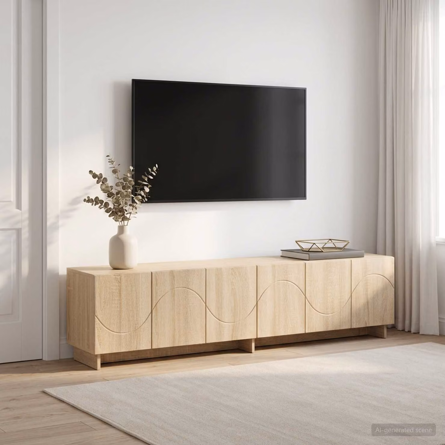 Supporto TV moderno vidaXL in legno color rovere, L 180 x P 34,5 x H 40 cm