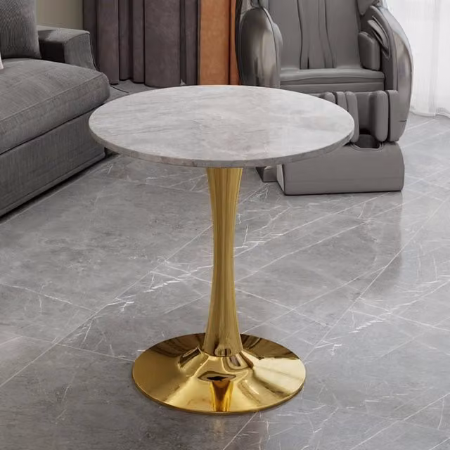 Tavolino da Caff¨¨ Rotondo in Marmo ¨C MINIMAL ¨C Grigio, 70 cm