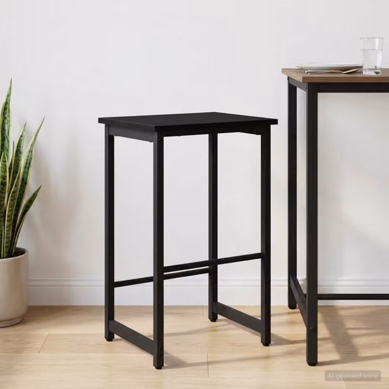 Sgabello da bar moderno vidaXL in metallo e MDF nero L 40 cm x P 32 cm x H 64 cm