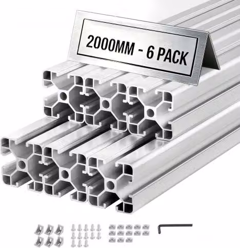 Set di 6 Profili in Alluminio Anodizzato VEVOR 4040 con Scanalatura a T, Colore Argento, L: 200 cm