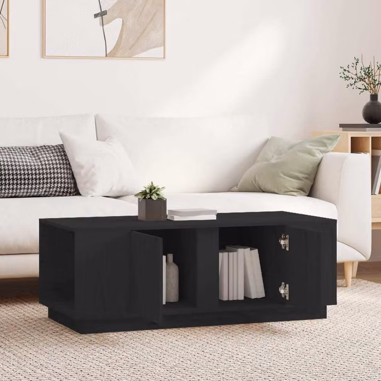 Maison Exclusive - Tavolino nero 110x50x40 cm in legno massello di pino