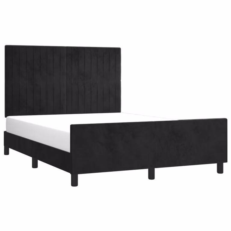 Giroletto senza Materasso Nero 140x190 cm in Velluto
