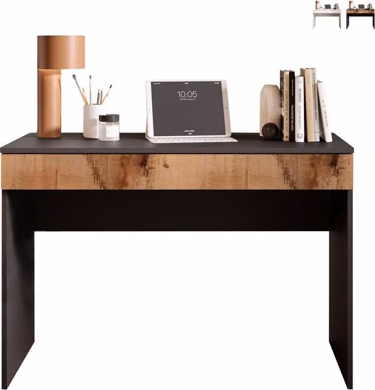 Mobili per ufficio: scrivania moderna salvaspazio con cassetto 110x50x76 cm Liam - Nero