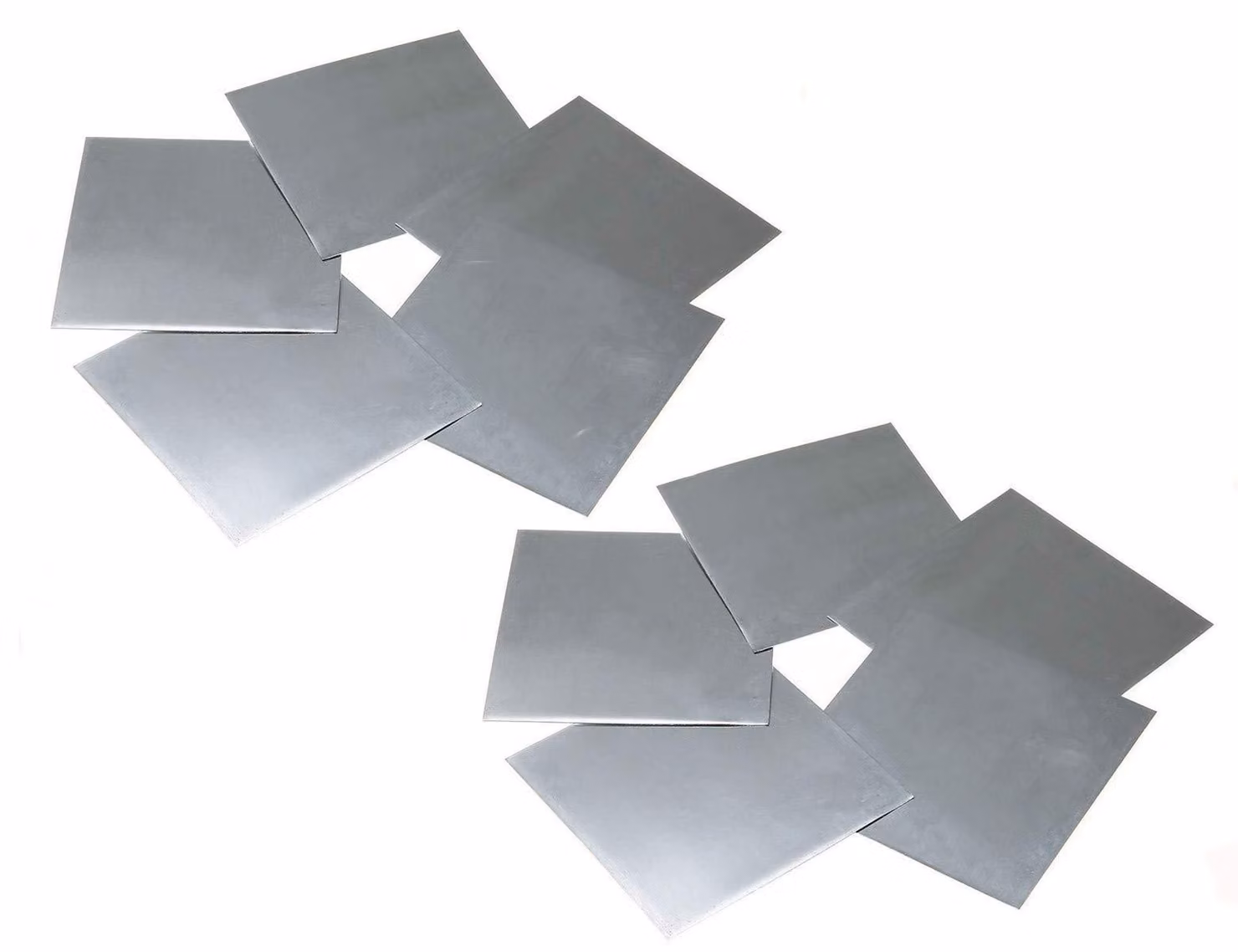 Piastre di zinco, purezza 99,9%, dimensioni 100 x 100 x 0,2 mm, confezione da 10 pezzi