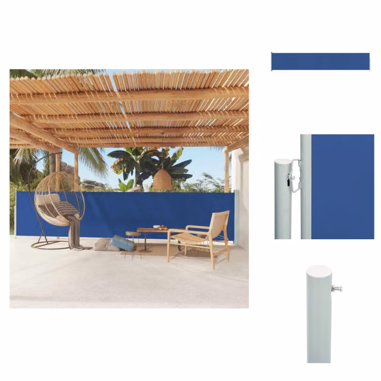 vidaXL Tenda laterale estensibile 117x600 cm Blu - Ombrelloni e tende da sole