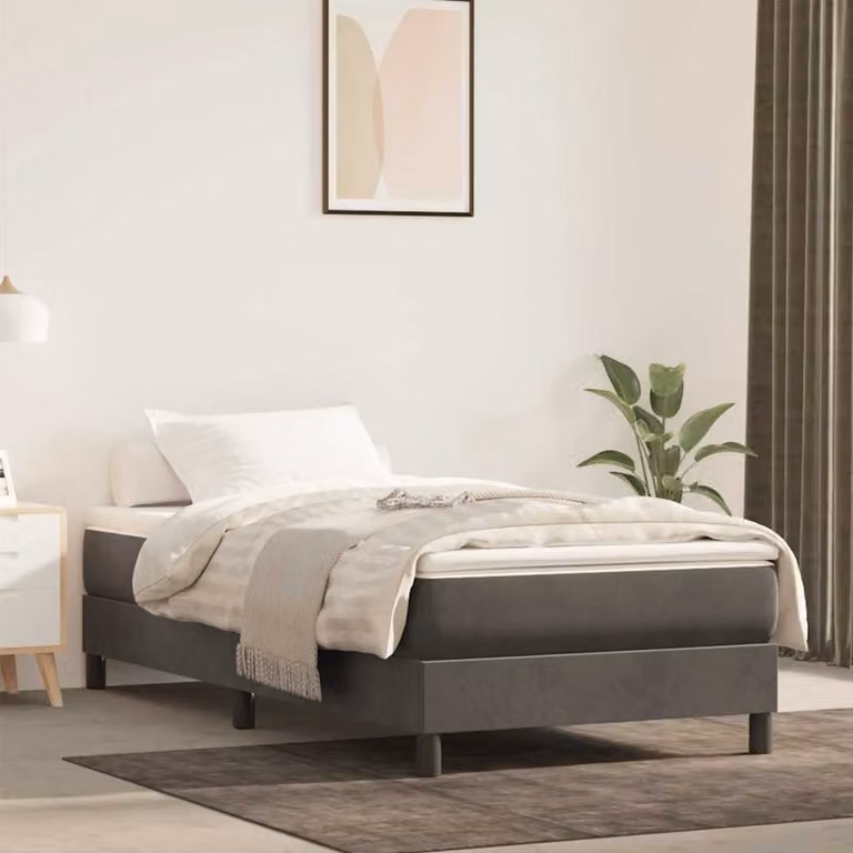 vidaXL Materasso Ibrido in Velluto Grigio con Rivestimento Rimovibile L: 80 cm, P: 220 cm, H: 20 cm