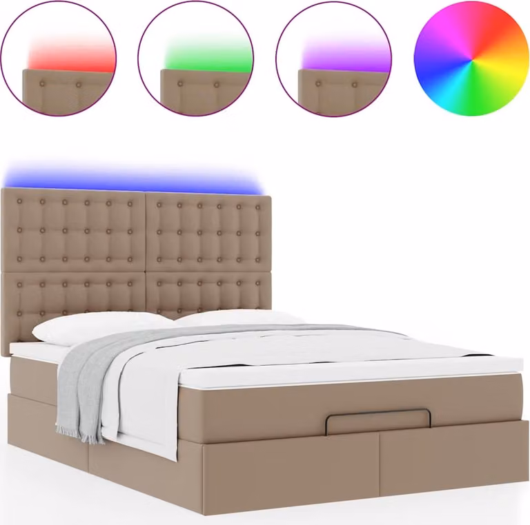 Struttura Letto Pouf con Materasso 140x190 cm Pelle finta