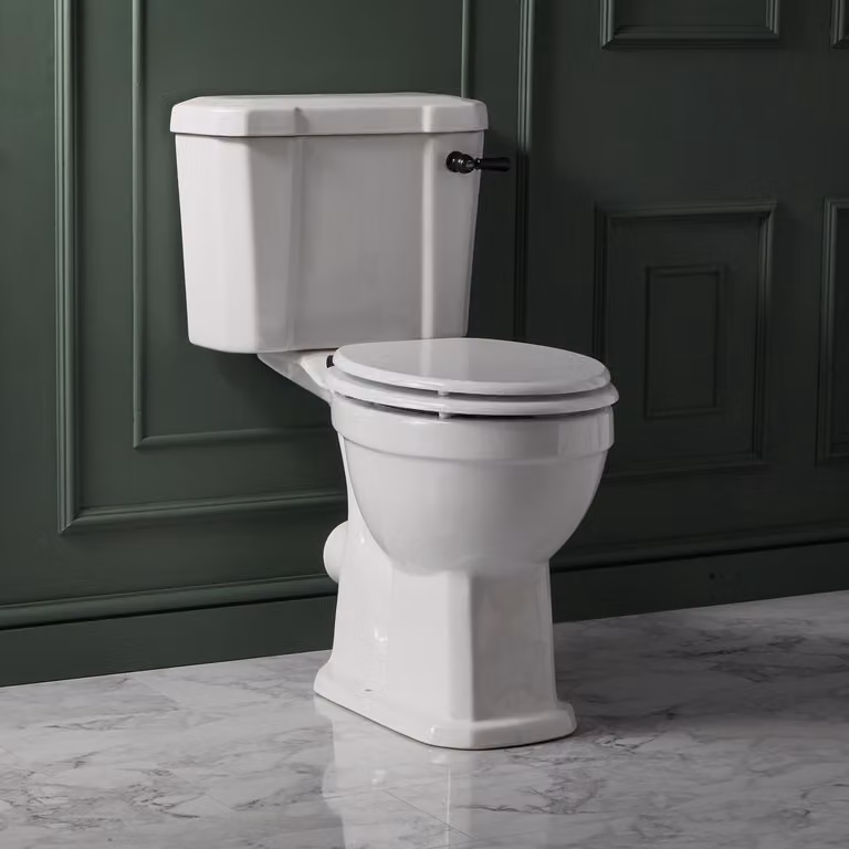 Sanitario Monoblocco Tradizionale ad Altezza Comfort con Cassetta e Sedile Bianco - Nero - Richmond